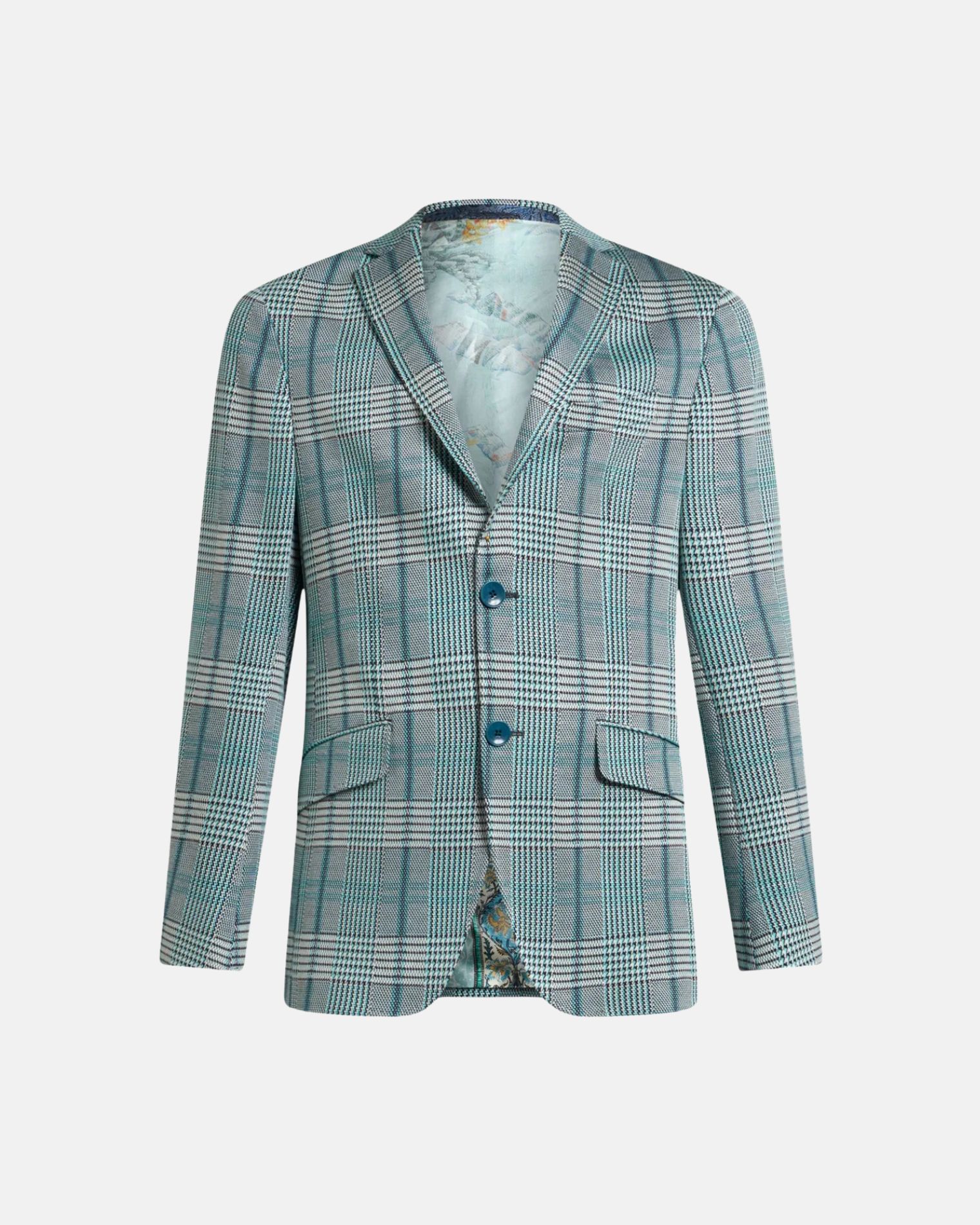 MRCB0001AJ270 AMERICANA CUADRO PRÍNCIPE DE GALES PUNTO ETRO S8M TURQUESA