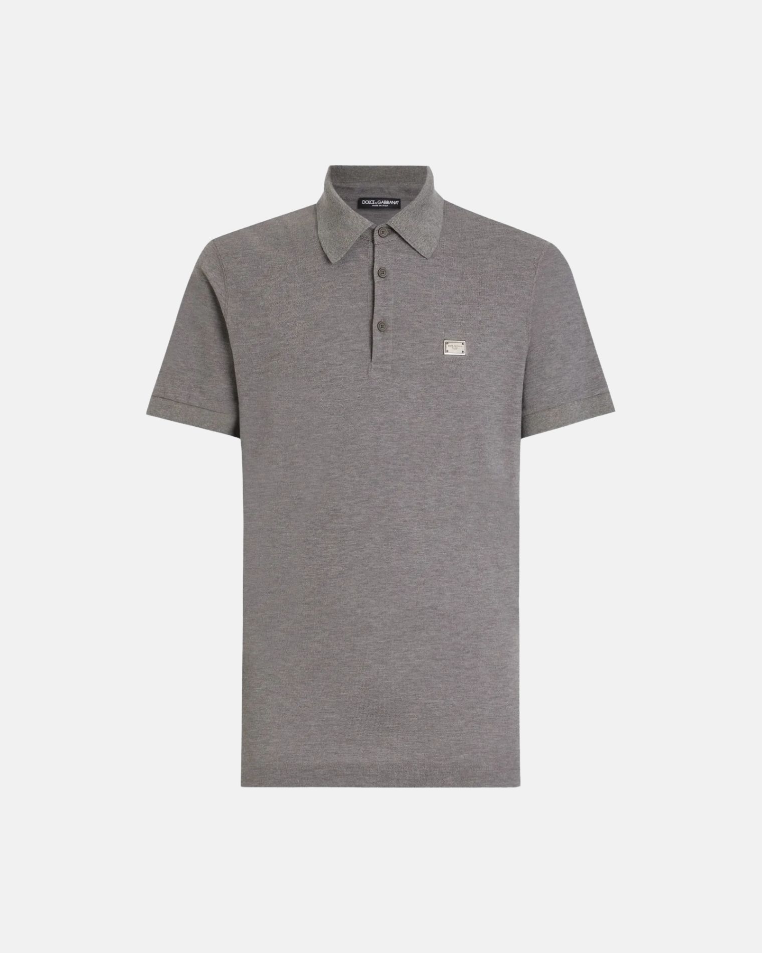 G8SN1TFU7EN POLO PIQUÉ CON PLACA DOLCE & GABBANA S8M   GRIS VIGORE